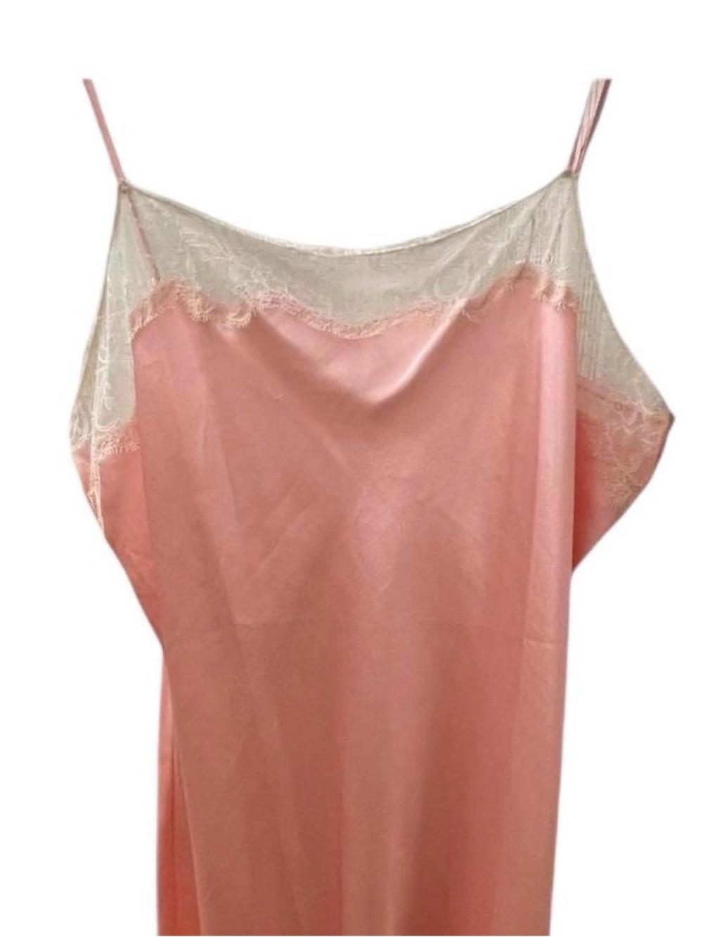 Vintage Victoria’s Secret Slip Dress. Pink/White Lace Trim. XL.